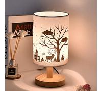 sxysxysxy Cerco Lampada da Tavolo Vintage ▾ di Legno Classico Lampada da Comodino Paralume in Tessuto E27 Corno di Cervo Luce Notturna per Camera da Letto Soggiorno Asilo Decorativo H29 * D14CM,B