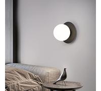 SXYSXYSXY E27 Moderno Lampade da Parete Nordico Sfera di Vetro Lampada a Muro Lampada da Comodino minimalismo Decorazione al Chiuso Illuminazione a Parete Camera da Letto Soggiorno D18*H20CM,Nero