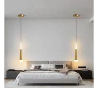 SXYSXYSXY LED 5W Luci sospese Camera da letto comodino Lampada a sospensione moderno disegno Luce pendente lampadario Regolabile in altezza 3000 mila lampadario soggiorno scale 5,6 * 45 cm,D'oro