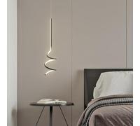 SXYSXYSXY LED comodino Luce a sospensione Moderno Nordico Lampada a sospensione Minimalismo 22W Luce calda 3000K Per camera da letto Ø15*50cm,Nero