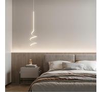 SXYSXYSXY LED comodino Luce a sospensione Moderno Nordico Lampada a sospensione Minimalismo 22W Luce calda 3000K Per camera da letto Ø15*50cm,Bianca