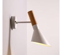 SXYSXYSXY Moderno Dentro Lampade da parete nordico Legna Regolabile art Deco Minimalismo Illuminazione a parete Lampada da comodino Camera da letto Soggiorno E27 30,5 * 30 cm,Bianca