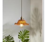 SXYSXYSXY Nordic lampada a sospensione Arancia Bicchiere Ottone Vintage ▾ Moderno disegno sala da pranzo E27 lampadario corridoio Camera da letto retrò plafoniera 25 * 17 cm
