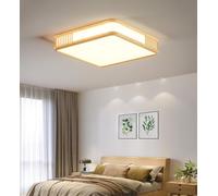 SXYSXYSXY Plafoniera quadrata cornice legno massello a grata acrilico lume soffitto LED dimmerabile continuo con telecomando camera studio,40CM