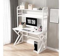 SXZenSpace Scrivania per Computer con Ripiani portaoggetti e Pannello Forato, Tavolo da Lavoro Multifunzionale per Ufficio, Studio e Giochi (80x60x170 cm, Bianco)