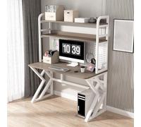 SXZenSpace Scrivania per Computer con Ripiani portaoggetti e Pannello Forato, Tavolo da Lavoro Multifunzionale per Ufficio, Studio e Giochi (120x60x170 cm, Grigio)