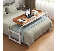 SXZenSpace Tavolino da Letto Regolabile con Ruote, Mobile per Laptop, per Letti matrimoniali King Size e Queen Size, Altezza e Lunghezza Regolabili, scrivania per Computer, Marrone (120 cm)