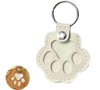 SXZLXQJY Pet Paw Shaped Leather Keychain Dog Hair Collector Keychain Cute Fur Charm Memorial Storage Box Keepsake Key Ring Collection Cat Hair Keychain Bottle(White)