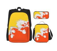SXZVVBN Bandiera del Regno del Bhutan Set di 3 pezzi zaino per computer portatile con borsa termica per il pranzo e organizer per lavoro