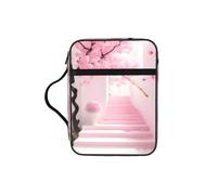 sxzvvbn Borsa a secchiello impermeabile con tasca per la Bibbia con scala rosa con fiori di ciliegio, grande custodia per diario per viaggi in chiesa