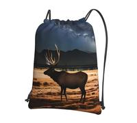 sxzvvbn Elk in the Meadow - Zaino da palestra impermeabile e leggero, con tasca frontale e tasca interna con cerniera, per viaggi e sport