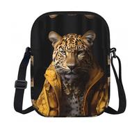 SXZVVBN Leopard in una giacca di pelle leggera impermeabile piccola zip borsa a tracolla per le donne viaggio con tracolla regolabile