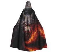 SXZVVBN Mantello con cappuccio per adulti, lupi nella fiamma, per Halloween, travestimento da strega e vampiro