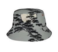 SXZVVBN Pine Tree Under the Moon Cappello alla pescatora ripiegabile per uomo e donna, cappello da pescatore leggero, per viaggi, escursionismo, spiaggia, nero