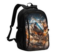SXZVVBN Rugby on Fire - Zaino da viaggio con porta USB