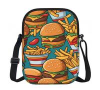 SXZVVBN Simpatica borsa a tracolla per hamburger patatine fritte leggera impermeabile piccola zip borsa a tracolla per donna viaggio con tracolla regolabile