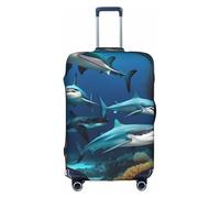 sxzvvbn Sottomarino Shark Coral Elastico Valigie Protector Double Face Zip Copertura per bagagli per Viaggi Business 18-32 pollici, bianco, L