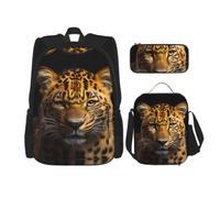 SXZVVBN The Deep Eyed Leopard - Set di 3 zaini per computer portatile, con borsa termica per il pranzo e organizer per il lavoro