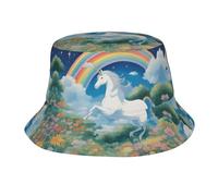 SXZVVBN Un bellissimo cappello alla pescatora ripiegabile con unicorni per uomini e donne, cappello da pescatore leggero per viaggi all'aperto, escursionismo, spiaggia, nero