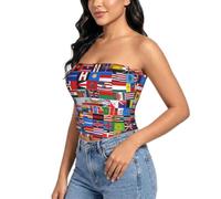 SXZVVBN Various Flags - Canotta da donna senza spalline, Nero , M