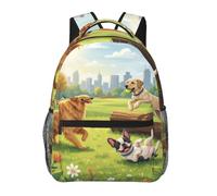 SXZVVBN Zaino casual per computer portatile con tre cani che giocano | Zaino universitario leggero per tutti i giorni, da uomo e da donna, per libri di testo, accademici, viaggi, pendolari