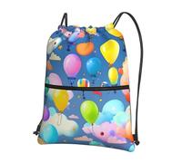 sxzvvbn Zaino da palestra con palloncini colorati, impermeabile, leggero, con tasca frontale e tasca interna con cerniera, per viaggi e sport