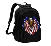 SXZVVBN Zaino da viaggio con bandiera USA Eagle Patriotic Eagle con porta | Borsa per computer da uomo e donna, con cavo di ricarica e tasche antifurto, per viaggi di lavoro