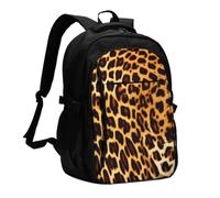 SXZVVBN Zaino da viaggio per laptop con porta USB a righe su leopardi | Borsa per computer da uomo e donna, con cavo di ricarica e tasche antifurto, per viaggi di lavoro