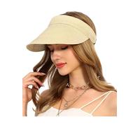 sy soul young Cappello da sole da donna estivo cappello di paglia pieghevole protezione UV 50 cappello Sun ha cappelli da sole con tesa larga per spiaggia golf, beige., Taglia unica