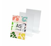 SY112 Porta-avvisi da tavolo / Porta-brochure da banco, con base a L, acrilico, per A5, 3 pz