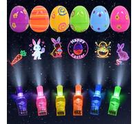 SYAKZK Regali di Pasqua per bambini, 6 uova di Pasqua con faro, regali di Pasqua per bambini, decorazione pasquale, regalo per ragazze 3, 4, 5, 6, 7 anni, uova di Pasqua in plastica