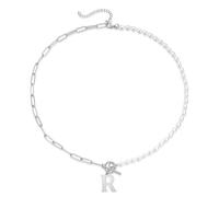 SYAVR 26 lettera collana di perle, semplice e alla moda graffetta, ot fibbia, collana di perle in acciaio titanio
