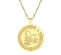 SYAVR Acciaio inossidabile Constellation Ciondolo Collana Scorpione 12 Constellation Medaglia d'oro Gioielli