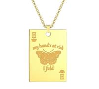 SYAVR Alla moda la mia mano è a rischio farfalla animale poker card H ciondolo collana regalo di festa alla moda