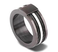 SYAVR Alla moda nuovo personalizzato in acciaio inox nero doppia fila 10mm cavo corda anello, versatile per gli uomini