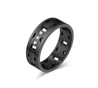 SYAVR Anello ad anello in acciaio al titanio di lusso con taglio laser che perde luce, accessori personalizzati di nicchia per uomini e donne