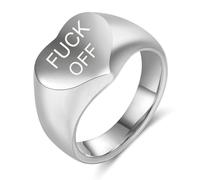 SYAVR Anello in acciaio al titanio amore alla moda in acciaio inossidabile in oro 18 carati FUCK OFF lettera incisa anello