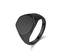 SYAVR Anello in acciaio al titanio con guarnizione esagonale per uomini e donne, superficie liscia semplice, design geometrico di fascia alta