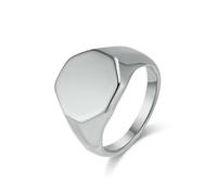 SYAVR Anello in acciaio al titanio con guarnizione esagonale per uomini e donne, superficie liscia semplice, design geometrico di fascia alta