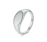 SYAVR Anello in acciaio al titanio liscio semplice e avanzato con design di moda femminile, guarnizione ovale, gioielli a mano di nicchia