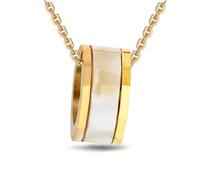 SYAVR Catena di blocco in acciaio al titanio in oro 18 carati, conchiglia circolare, regalo d'amore da 4 mm per la fidanzata, collana madre, catena per clavicole per le donne