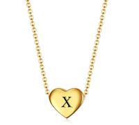 SYAVR Ciondolo minimalista in acciaio inox a forma di cuore con collana di 26 lettere inglesi in acciaio al titanio per le donne