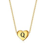 SYAVR Ciondolo minimalista in acciaio inox a forma di cuore con collana di 26 lettere inglesi in acciaio al titanio per le donne