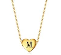 SYAVR Ciondolo minimalista in acciaio inox a forma di cuore con collana di 26 lettere inglesi in acciaio al titanio per le donne