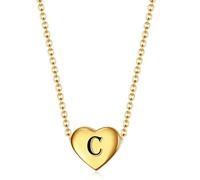 SYAVR Ciondolo minimalista in acciaio inox a forma di cuore con collana di 26 lettere inglesi in acciaio al titanio per le donne