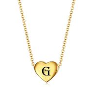 SYAVR Ciondolo minimalista in acciaio inox a forma di cuore con collana di 26 lettere inglesi in acciaio al titanio per le donne