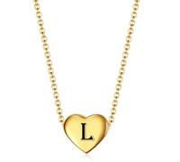 SYAVR Ciondolo minimalista in acciaio inox a forma di cuore con collana di 26 lettere inglesi in acciaio al titanio per le donne