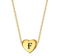 SYAVR Ciondolo minimalista in acciaio inox a forma di cuore con collana di 26 lettere inglesi in acciaio al titanio per le donne