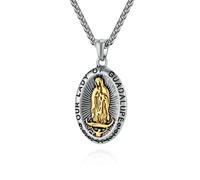 SYAVR Ciondolo vintage vergine Maria in acciaio inox per uomo, personalizzato vintage, uso quotidiano, collana in acciaio titanio