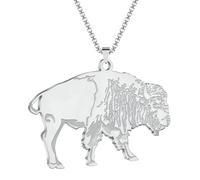 SYAVR Collana con ciondolo di bufalo gigante delle grandi pianure dell'acciaio inossidabile per le donne degli uomini dei monili degli animali